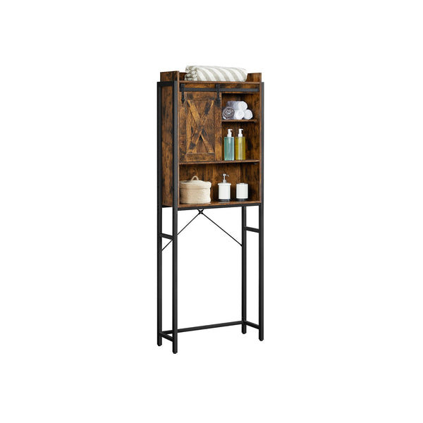 Étagère aux toilettes - armoire de salle de bain - cadre en acier - armoire à laver - noir marron