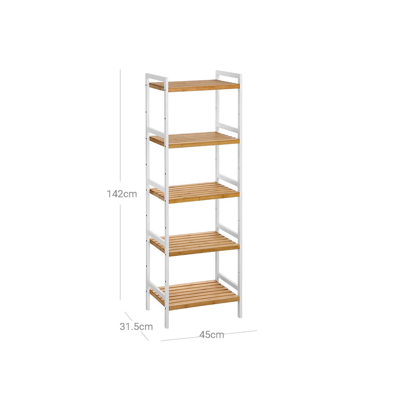 Bamboerek - Köksställ - Badrumsställ - Book Rack - Standing Rack - med 5 hyllor