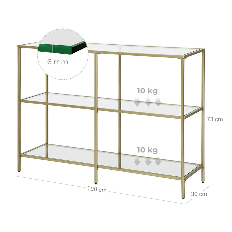 Glazen Wandtafel met Gouden Frame - Consoletafel - Haltafel - Goud