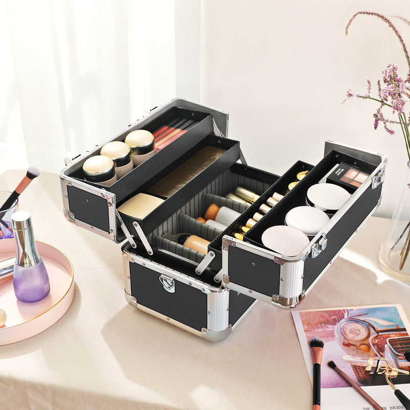 BeautyCase - Make -up Valiză - Make -up Box - Aluminiu - Multicase - cu curea de umăr - 36,5 x 21 x 25,7 cm