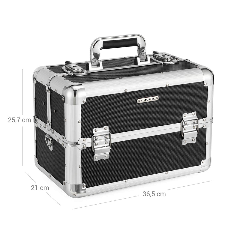 BeautyCase - Make -up Valiză - Make -up Box - Aluminiu - Multicase - cu curea de umăr - 36,5 x 21 x 25,7 cm