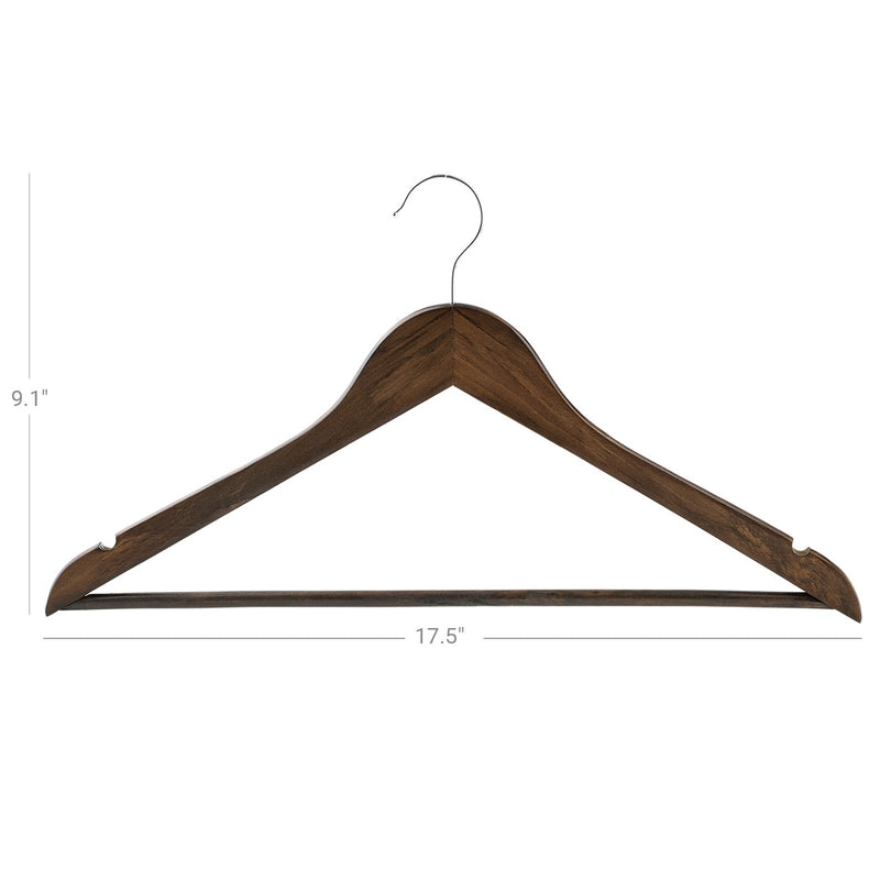 Hangage à vêtements en bois - pour packs - Ensemble de 20 - Hangle en tissu - Encoches en partie épaule - anti-slip -bruin