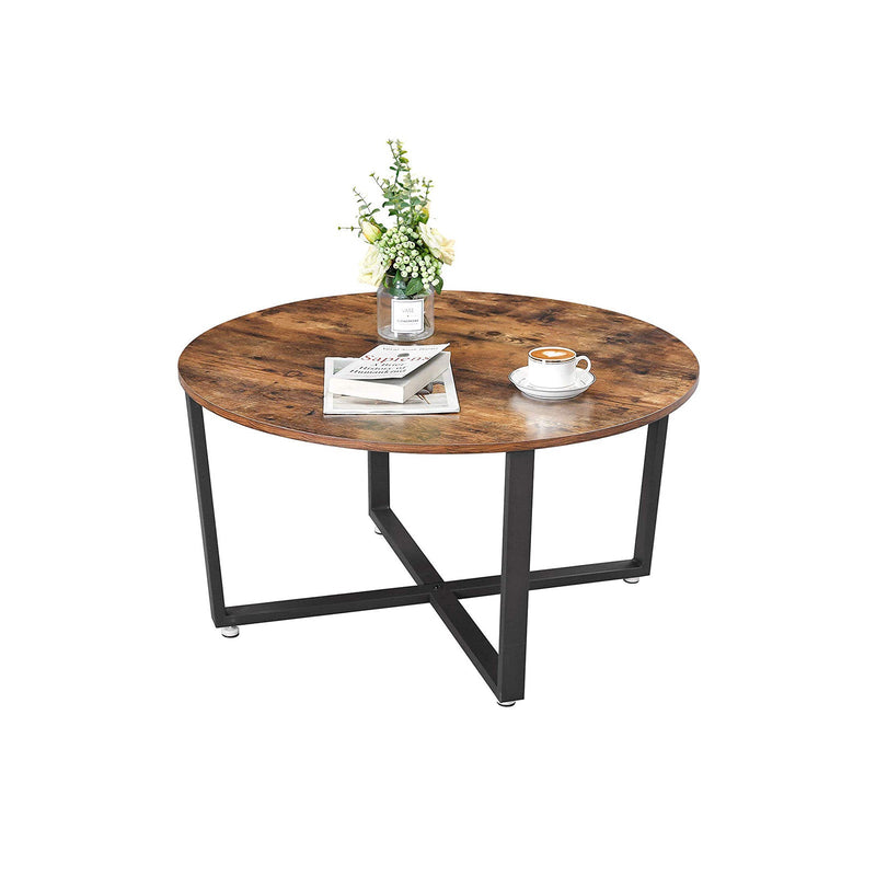 Table basse - Table de banque - Round - Cadre en acier - marron