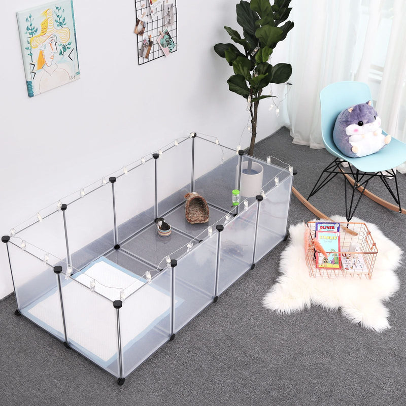 Pet Playbox med bund - Hek Cage - 20 paneler - Hvid