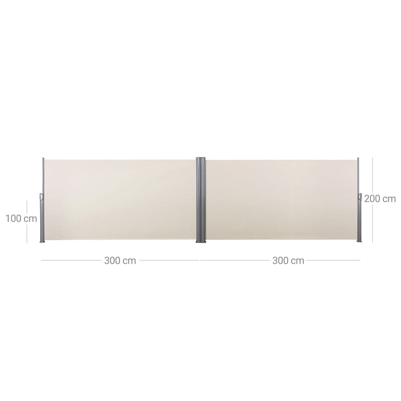 Double Garden Screen - Udvidelig forrude - Sunshade 2 x 6 m - Beige