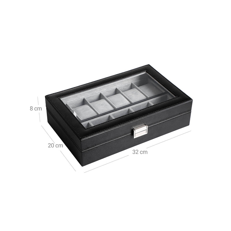 Watchbox - Box for Watches With Window - Black