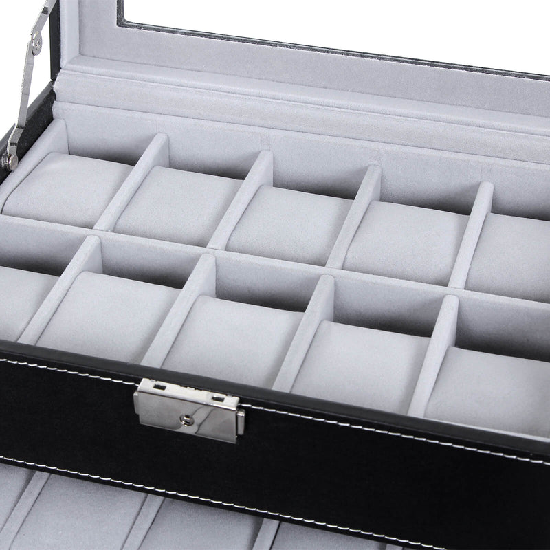 Watchbox - pour 20 montres - mon armoire de montre avec couvercle en verre - noir