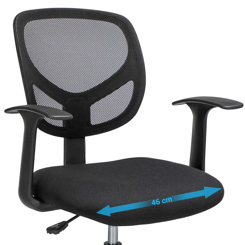 Chaise de bureau ergonomique - chaise informatique - tabouret de travail - avec accoudoirs - avec reproche - noir