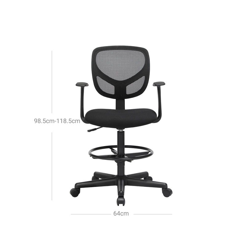 Ergonomisk kontorsstol - datorstol - arbetspall - med armstöd - med fotstöd - svart