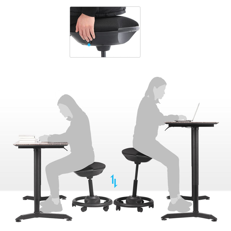 Scaun de lucru ergonomic - roți pe roți - în înălțime reglabilă - negru