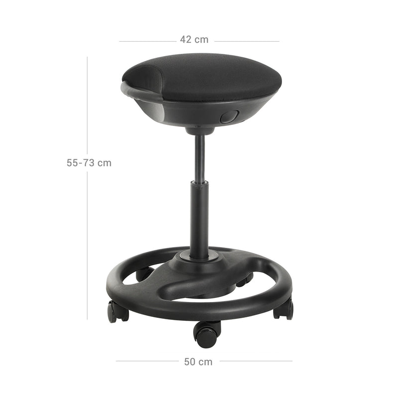 Scaun de lucru ergonomic - roți pe roți - în înălțime reglabilă - negru