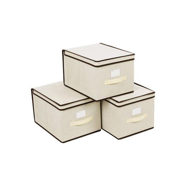 Opbergdozen - Opbergboxen - Vouwdozen - Stoffen dozen - Set van 3 - Beige