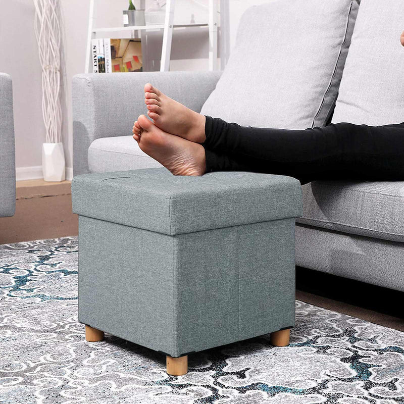 Tabouret pliable - boîte de sièges - avec espace de stockage - avec des jambes en bois - mise à jour - imposable jusqu'à 300 kg