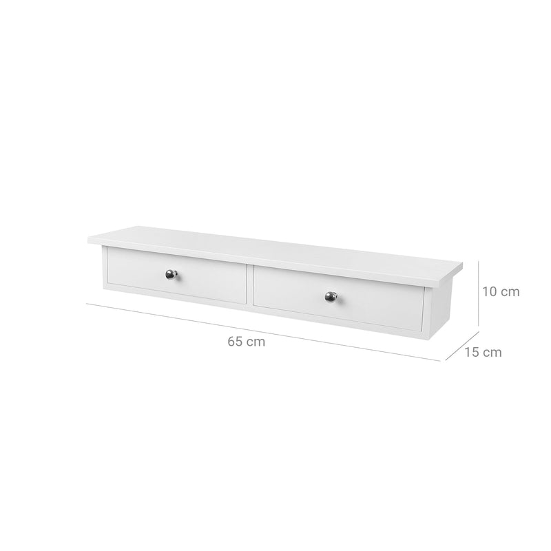 Wandplank - Wandkast - Zwevende plank - Met 2 Lades - Wit