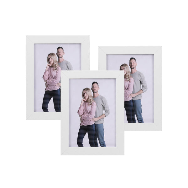 Fotorram - med glasplatta - 3 stycken - 13 x 18 cm - vit