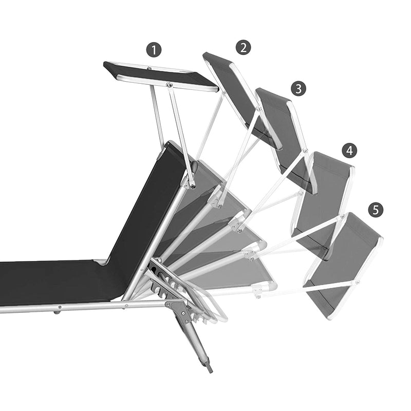 Lounger - Havestol - Lounger - Med justerbar ryglæn - Foldning - Lastkapacitet 150 kg