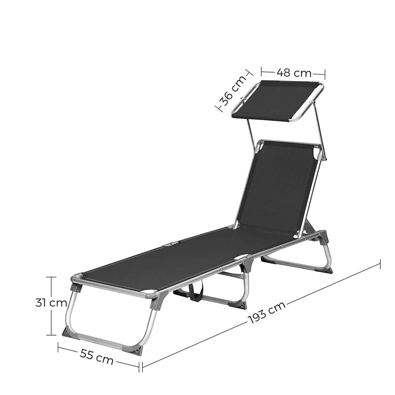 Lounger - Scaun de grădină - Lounger - cu spătar reglabil - pliere - capacitate de încărcare 150 kg