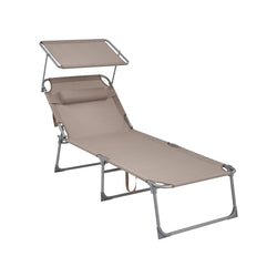 Sunter - Lounger - Loungebed - Pat pe plajă - cu pernă - cu protecție solară - Taupe