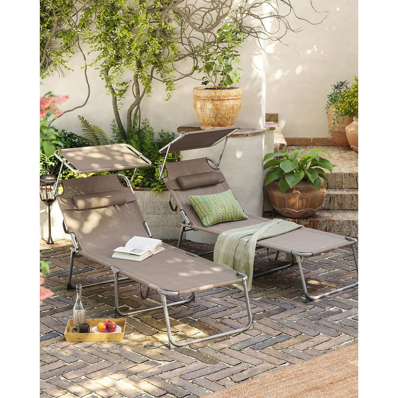 Sunter - Loungstol - Loungebed - Beach Bed - With Pude - Med solcreme - Taupe