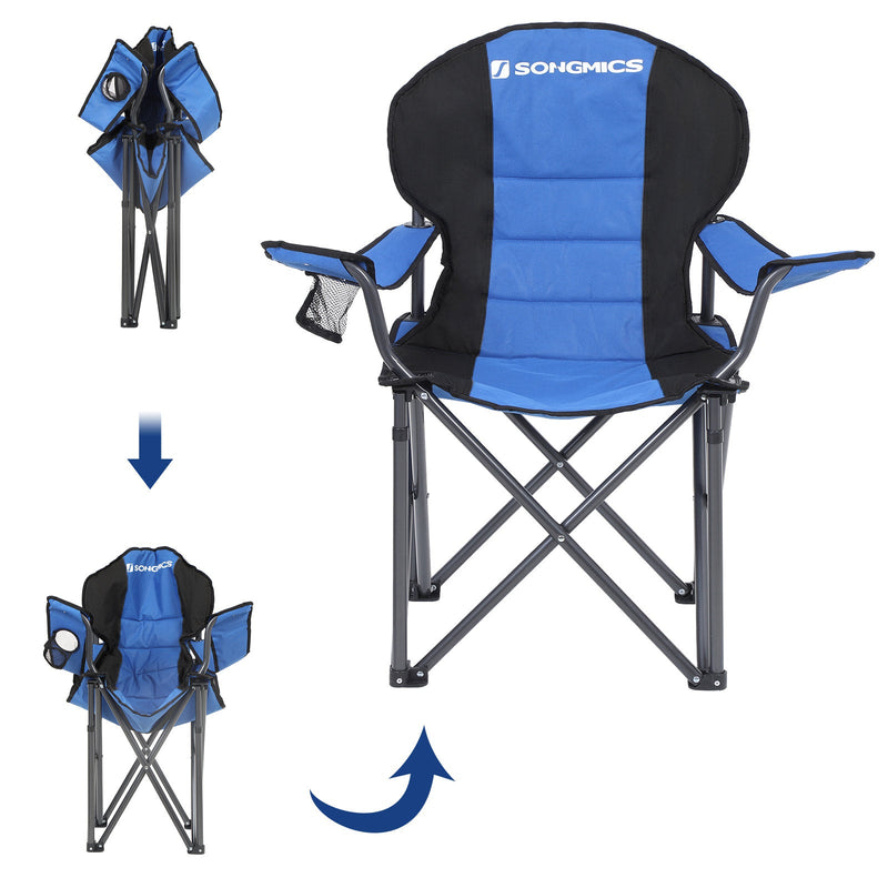 Campingstol - Foldestol - Foldbar - med flaskeholder - Blå sort