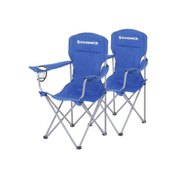 Campingstoel - klapstoel - Set van 2 - Opvouwbaar - Met flessenhouder - Blauw