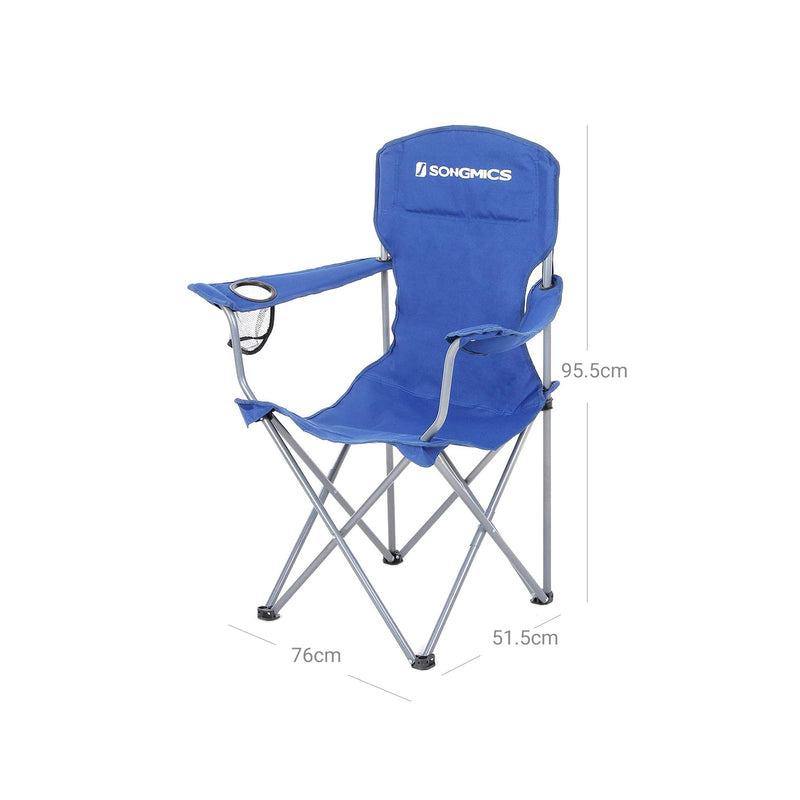 Chaise de camping - chaise pliante - ensemble de 2 - pliable - avec support de bouteille - bleu