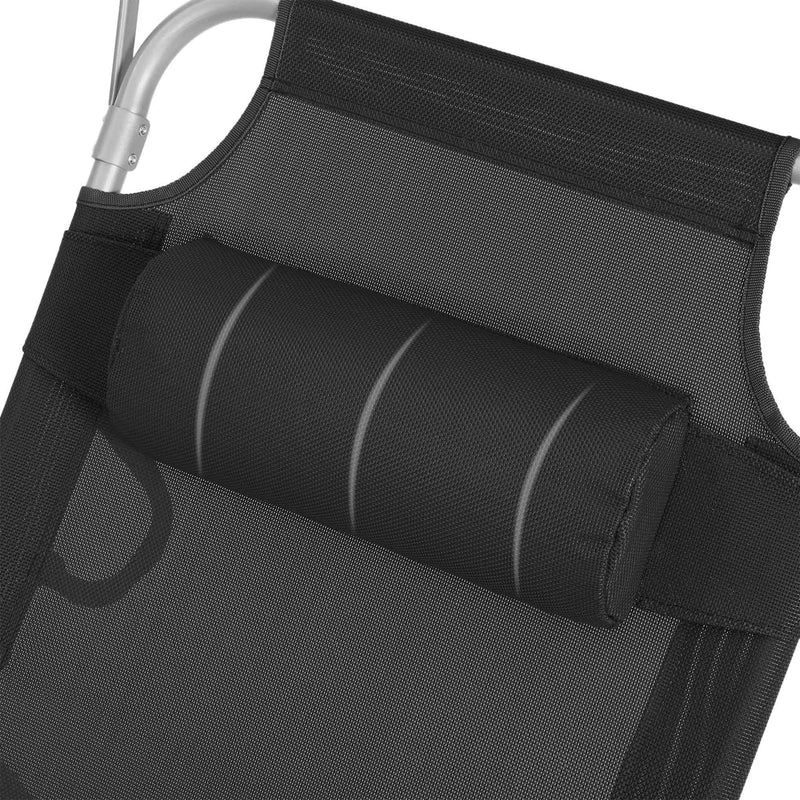 Sunter - Lounger - Loungebed - cu tetiera - cu capotă de soare - negru