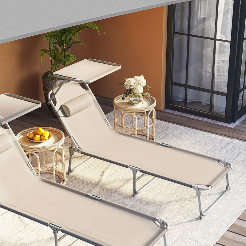 SUNTER - SOALGER - GARDEN LEAM - LOOMING BED - With nackest - With Sun Dash - med justerbar ryggstöd - Taupe