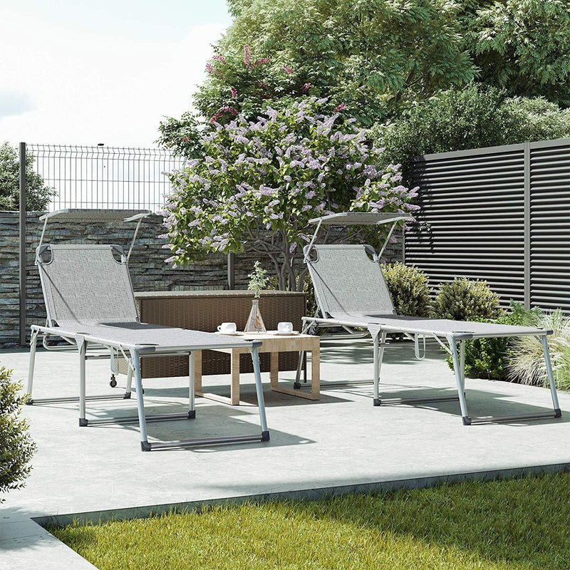 Grande chaise de soleil - Lounger - Lounger - pliable - 65 x 200 x 48 cm - Max. Taxabilité 150 kg - Gray