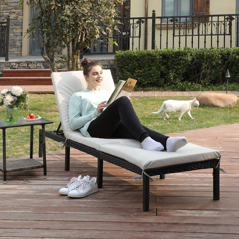 Chaise de jardin - Lounger - Lounger - lit de bain de soleil - lit solaire - blanc / noir