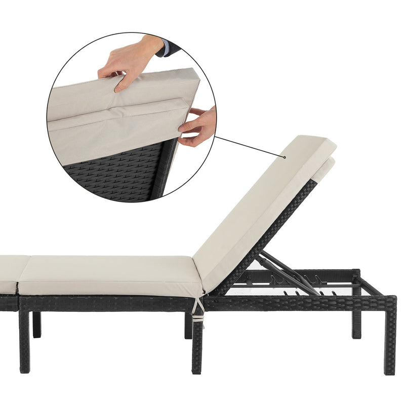 Garden Chair - Lounger - Sun Bed - Sunbathing Bed - Sunbath - White / Black