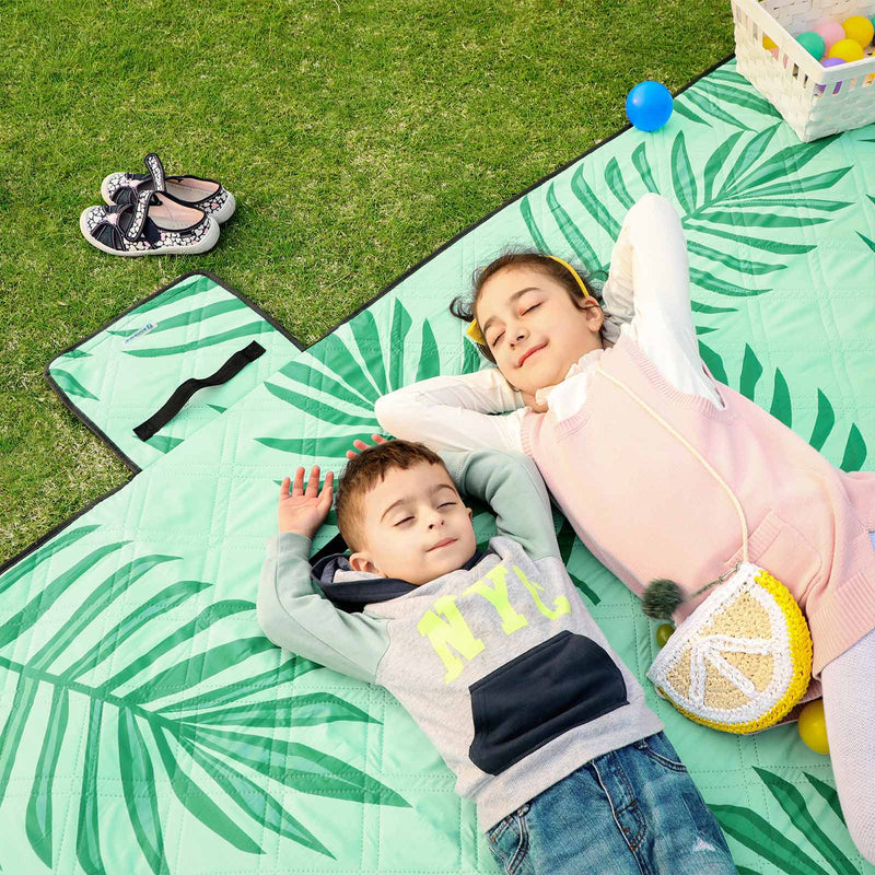 Picnic Rug - Beach Rug - Grøn med tropiske bregner - 300 x 200 cm