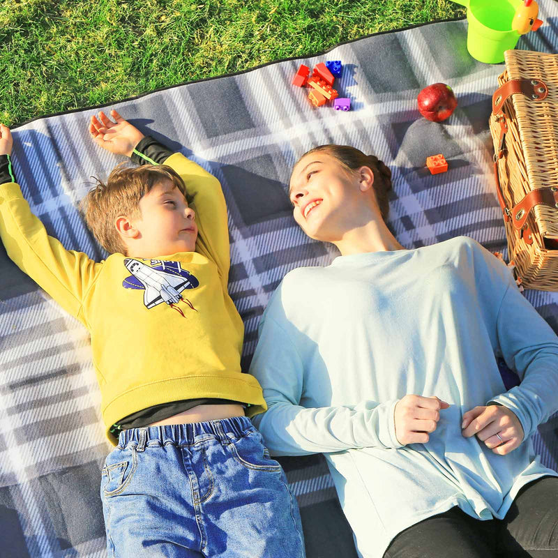 Picnic Rug - Beach Håndklæde - Campingtæppe - Vandtæt - 195x200cm - Grå