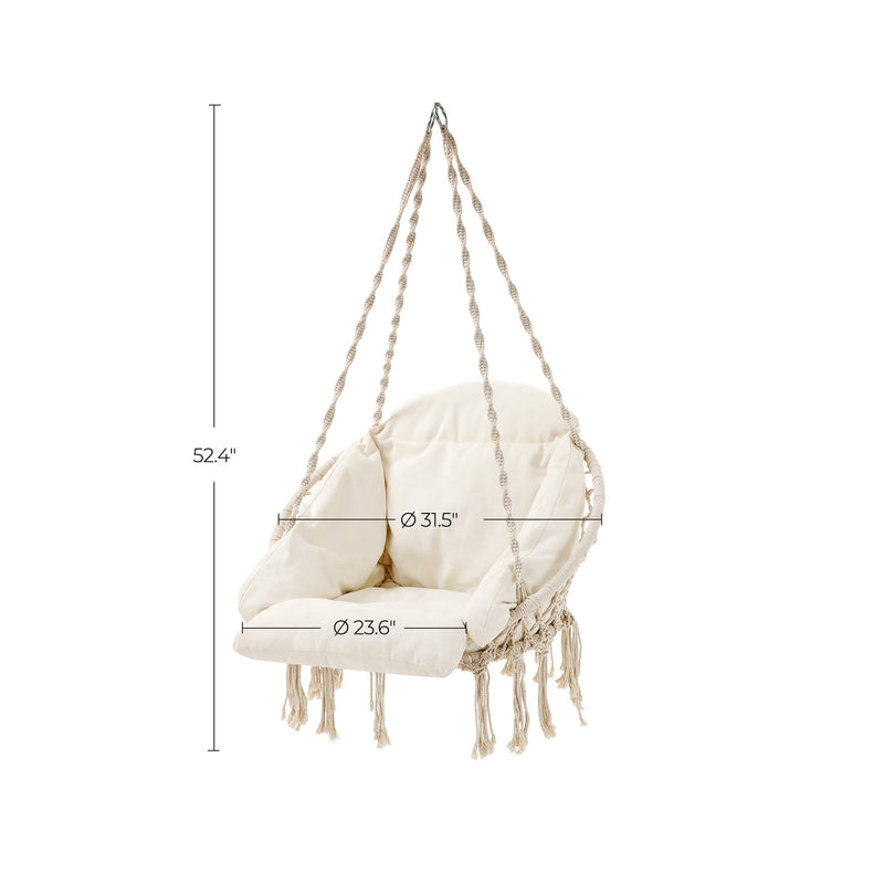 Chaise suspendue - hamac - avec coussin épais - beige