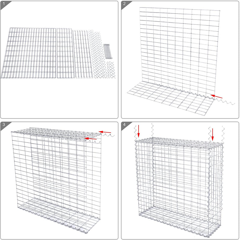 Schanskorf - Gabion - Van metaalgaas - Voor Stenen - 100 x 95 x 30 cm - Zilver