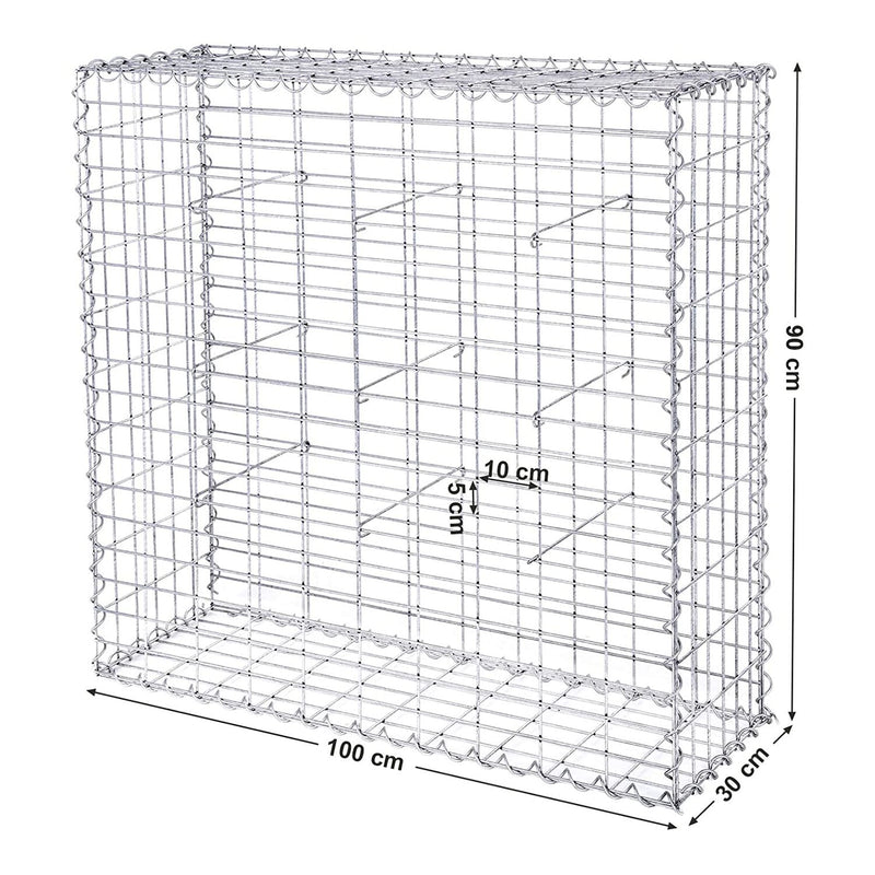 Schanskorf - Gabion - en maille métallique - pour les pierres - 100 x 95 x 30 cm - argent