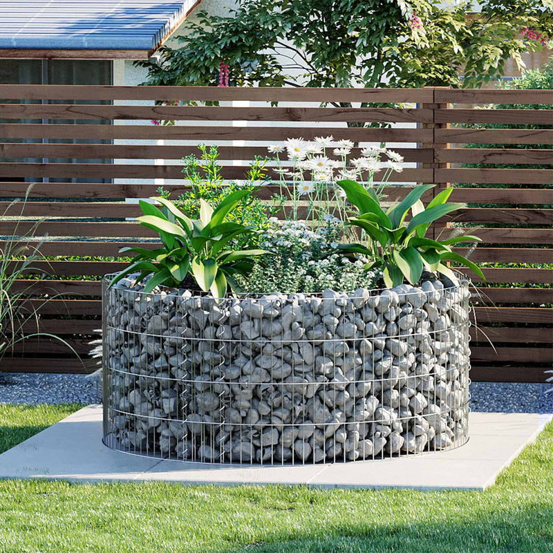 SCHANS PANAUX - Pankets Sierchans ronds - Gabions en pierre - en métal - Panier en pierre - Inoxydle - 90 x 40 cm