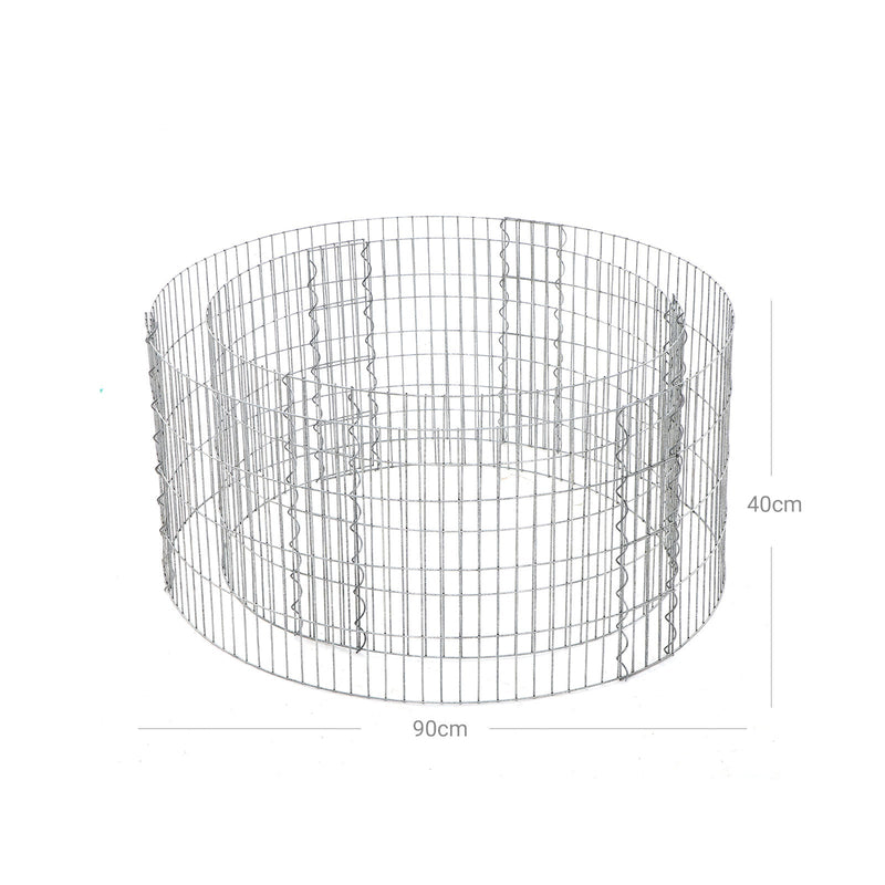 Schanskorven - Ronde sierschanskorven - Stenen schanskorven - Van metaal - Stenen mand - Roestvrij - 90 x 40 cm