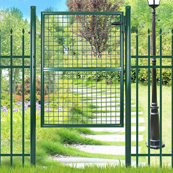 Garden Gate - Port - Acier - avec serrure - Bouton de porte et clé - 106 x 125 cm - vert