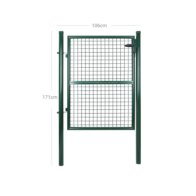 Garden Gate - Port - Steel - Med lås - Dörrknapp och nyckel - 106 x 125 cm - Grönt