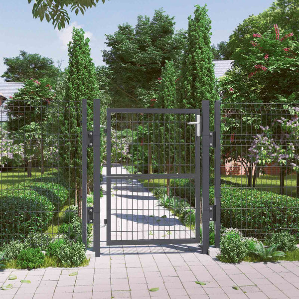 Garden Gate - Port - Steel - Med lås - dørknap og nøgle - 106 x 125 cm - sort