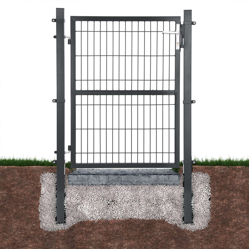 Tuinpoort - Poort - Staal - Met slot - Deurknop en sleutel - 106 x 125 cm - Zwart