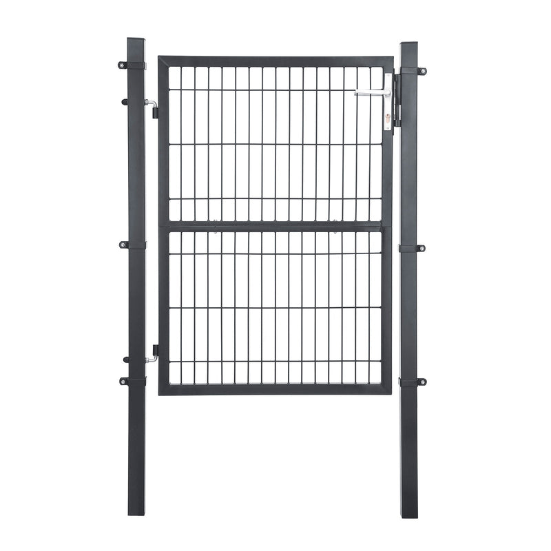 Garden Gate - Port - Steel - Med lås - Dörrknapp och nyckel - 106 x 125 cm - Svart