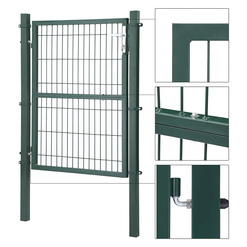 Porte de jardin - Porte de jardin - avec serrure - Clink de porte et clé - 106 x 125 cm - vert