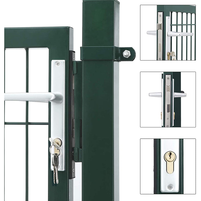 Porte de jardin - Porte de jardin - avec serrure - Clink de porte et clé - 106 x 125 cm - vert