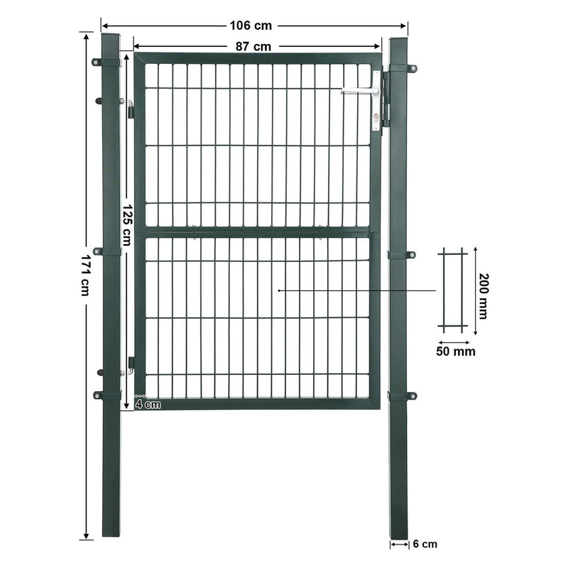 Porte de jardin - Porte de jardin - avec serrure - Clink de porte et clé - 106 x 125 cm - vert