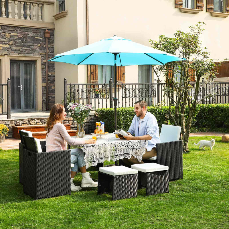 Garden Furniture Set - Van Polyrotan - Lounge Set - In Rattan Look - 2 stolar - med glasbord - svart