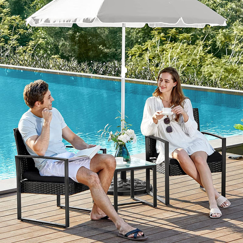 Chaises de balcon - ensemble de jardin - avec table - ensemble de salon - noir