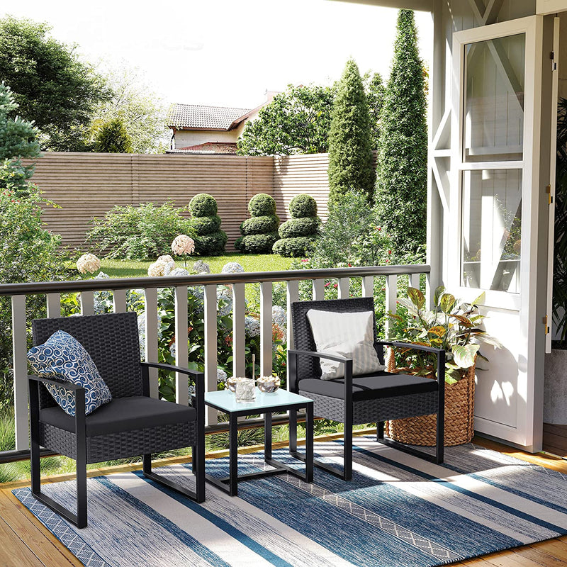 Chaises de balcon - ensemble de jardin - avec table - ensemble de salon - noir