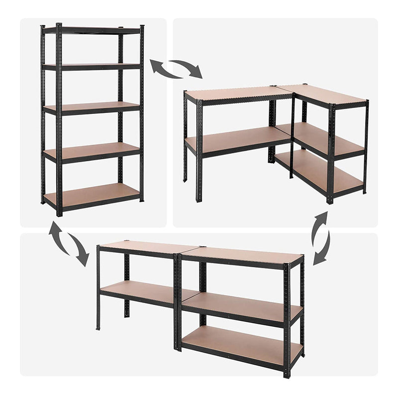 Lagringsställ - uppsättning av 2 -180 x 90 x 40 cm - till 875 kg lastkapacitet - svart